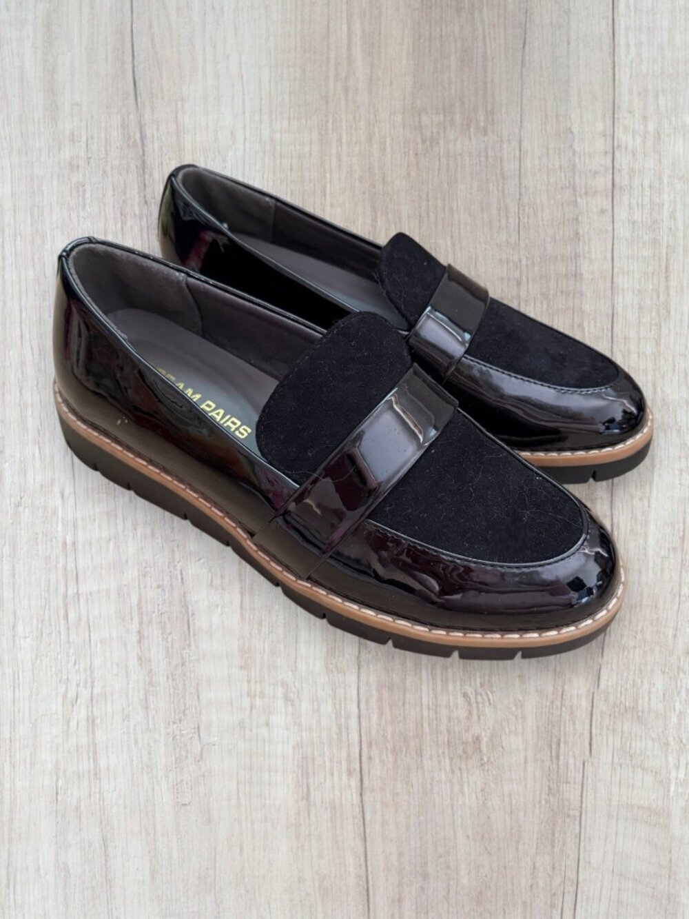 Dream Pairs Black Patent Loafers Chunky Lug Sole Platform Preppy Comfort Women 6